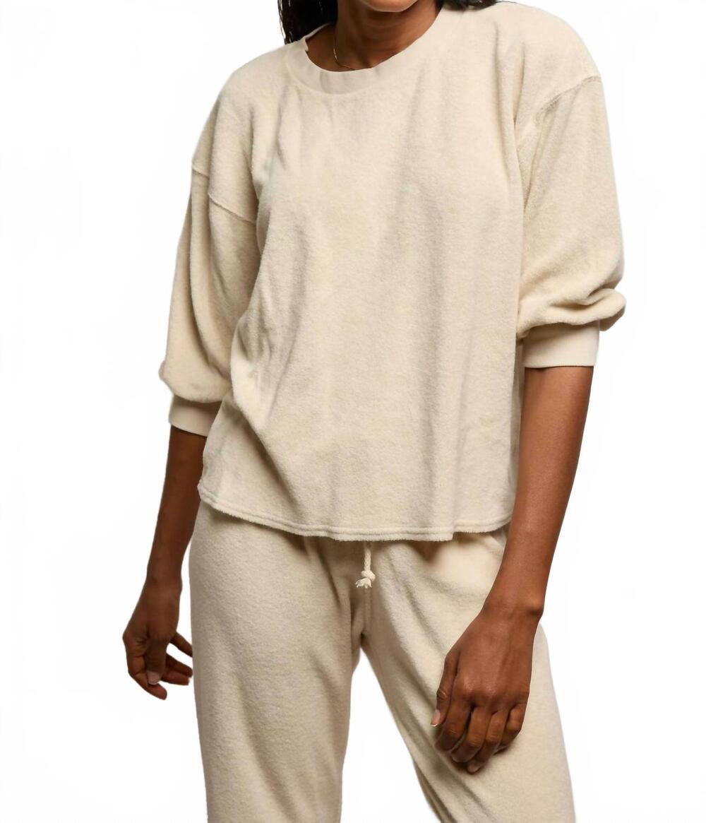 NEW PERFECTWHITETEE roxy loop terry boxy sweatshirt in sugar
